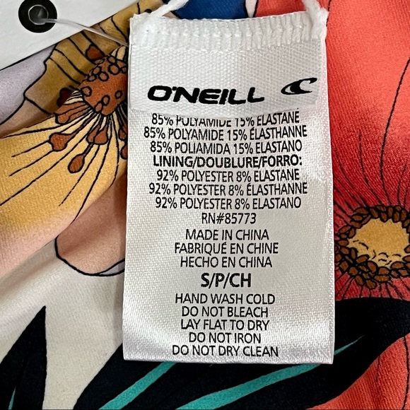 NEW O’NEILL Long Sleeve One piece Swimsuit White Pink Floral Women’s Swim Size S - Picture 11 of 16